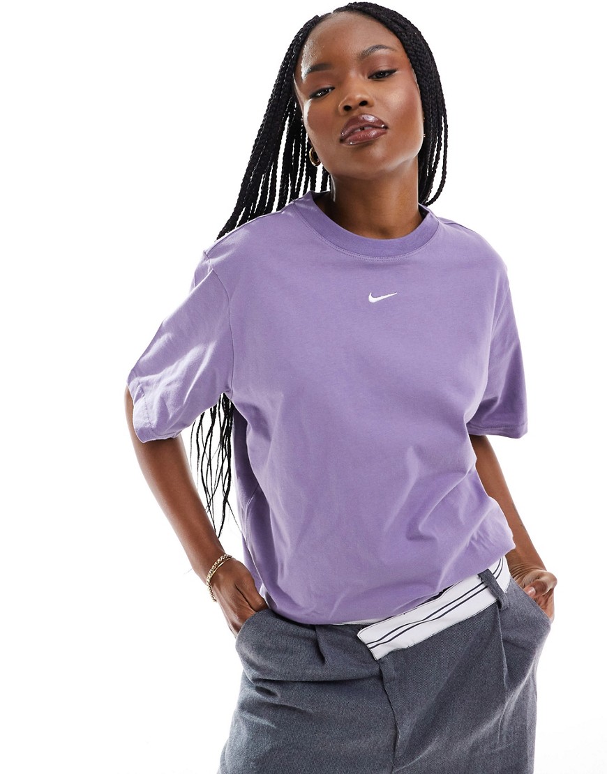 Nike Essential oversized t-shirt in purple-Grey