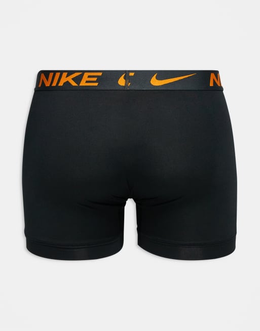 Nike - Essential - Pakke med 3 par sorte boksershorts med farvede taljebånd i koksgrå/grå/pink i mikrofiber, 3 af 3
