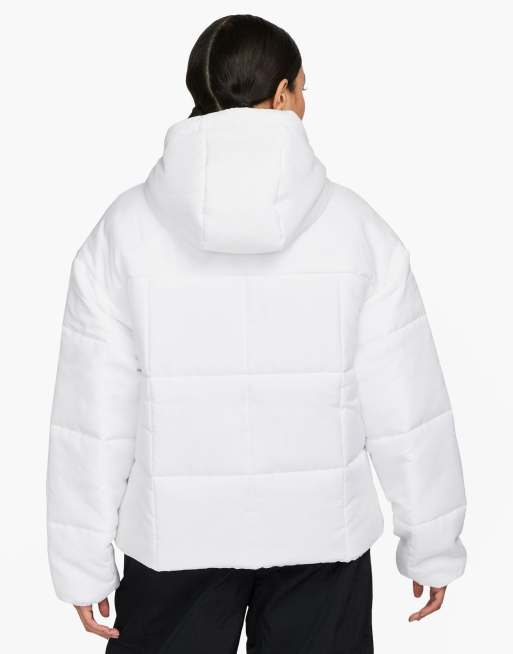 Nike Jacket Womens Large White Down Puffer Swoosh Coat – Proper