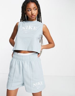 Nike Essential retro drawstring fleece shorts in ocean blue - ASOS Price Checker