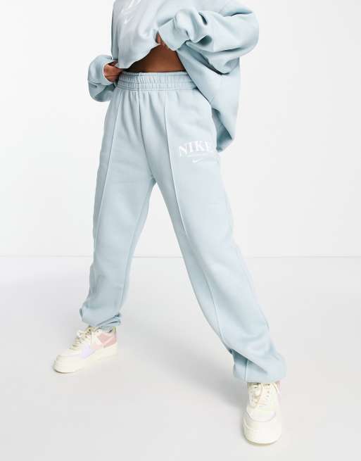 Nike Essential retro fleece crew joggers in ocean blue