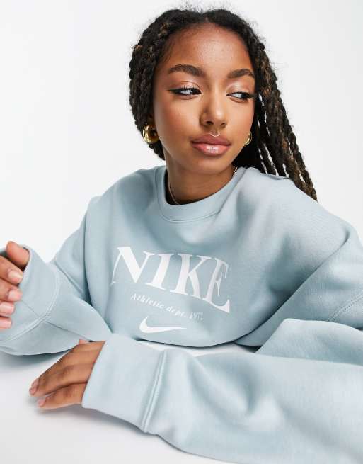 Blue Nike Girls' Trend Fleece Crew Sweatshirt Junior