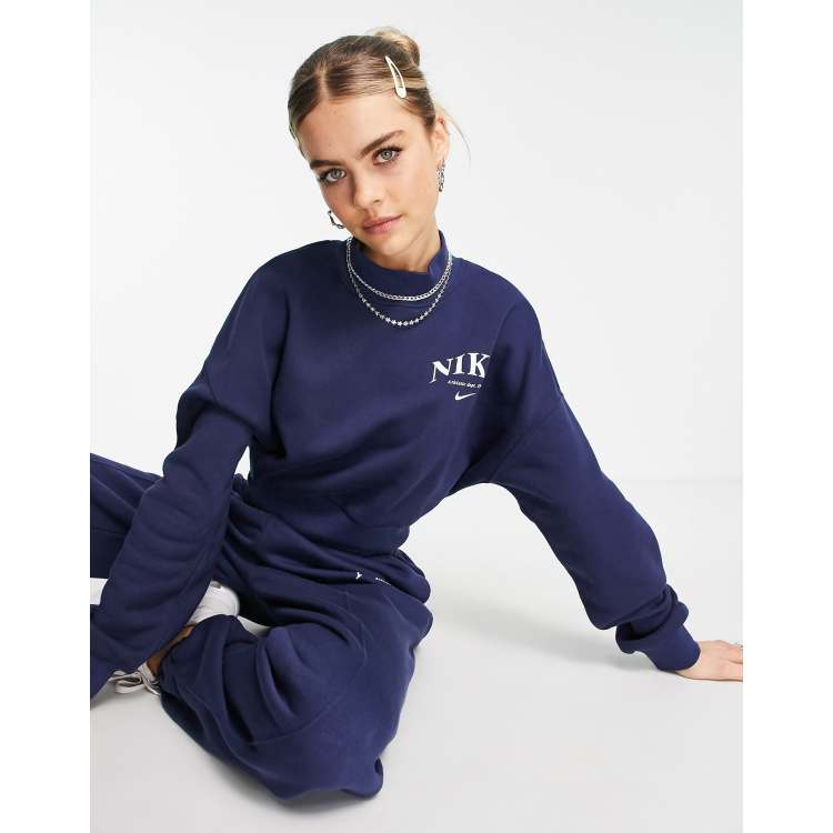 Nike Blue Sportswear Essential Cropped Sweatshirt Nike