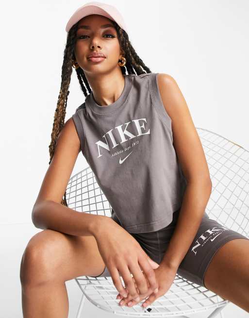 Nike Essential retro tank top in cave stone grey