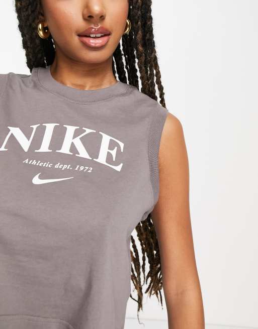 Nike Essential retro tank top in cave stone grey