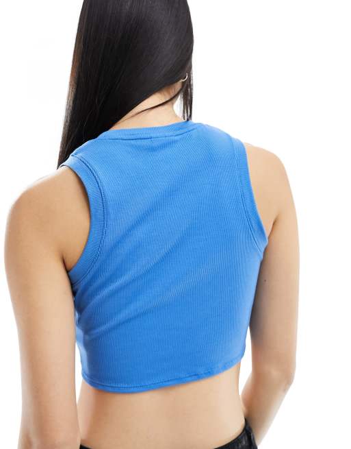 Nike Essential ribbed cropped tank top in star blue