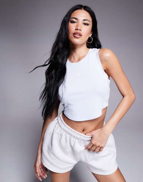 Nike Essential ribbed cropped vest in light blue - view 1