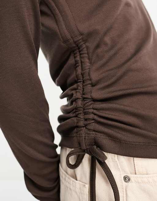 Nike Essential ribbed drawstring long sleeve T-shirt in baroque