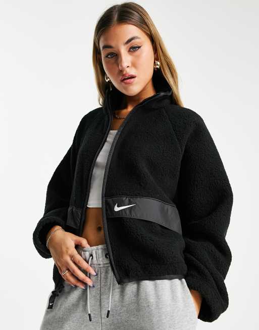 Nike Essential sherpa full-zip jacket in black