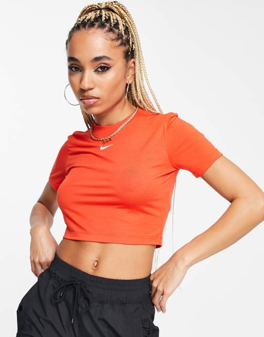 Red nike store crop top