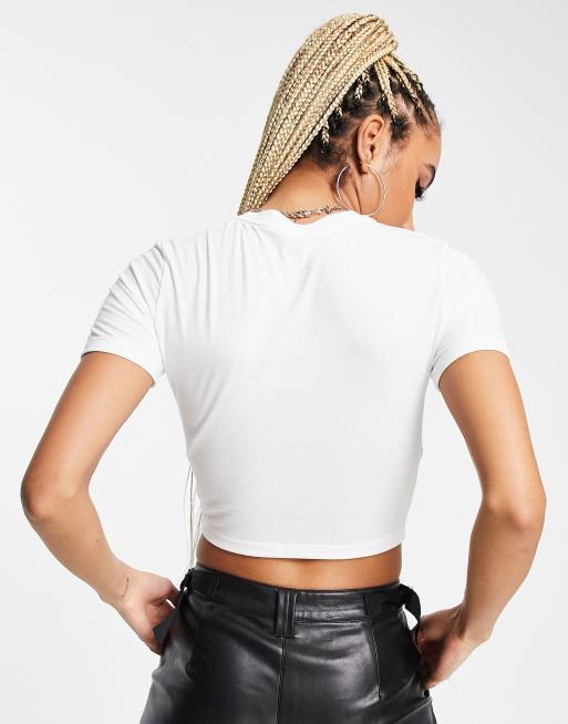 Nike white short store sleeve crop top