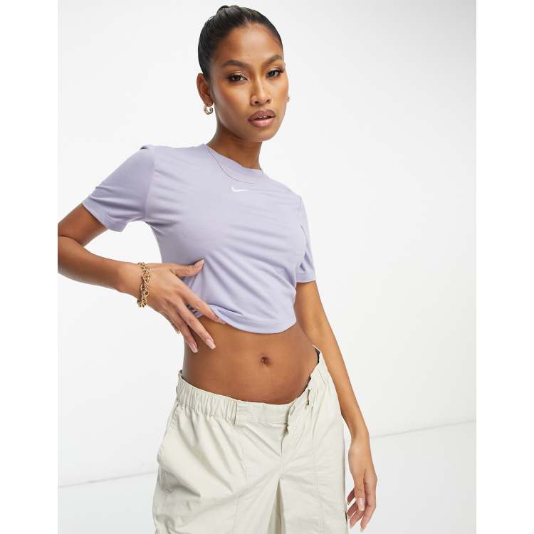 zeil garage De databank Nike Essential slim cropped top in purple | ASOS