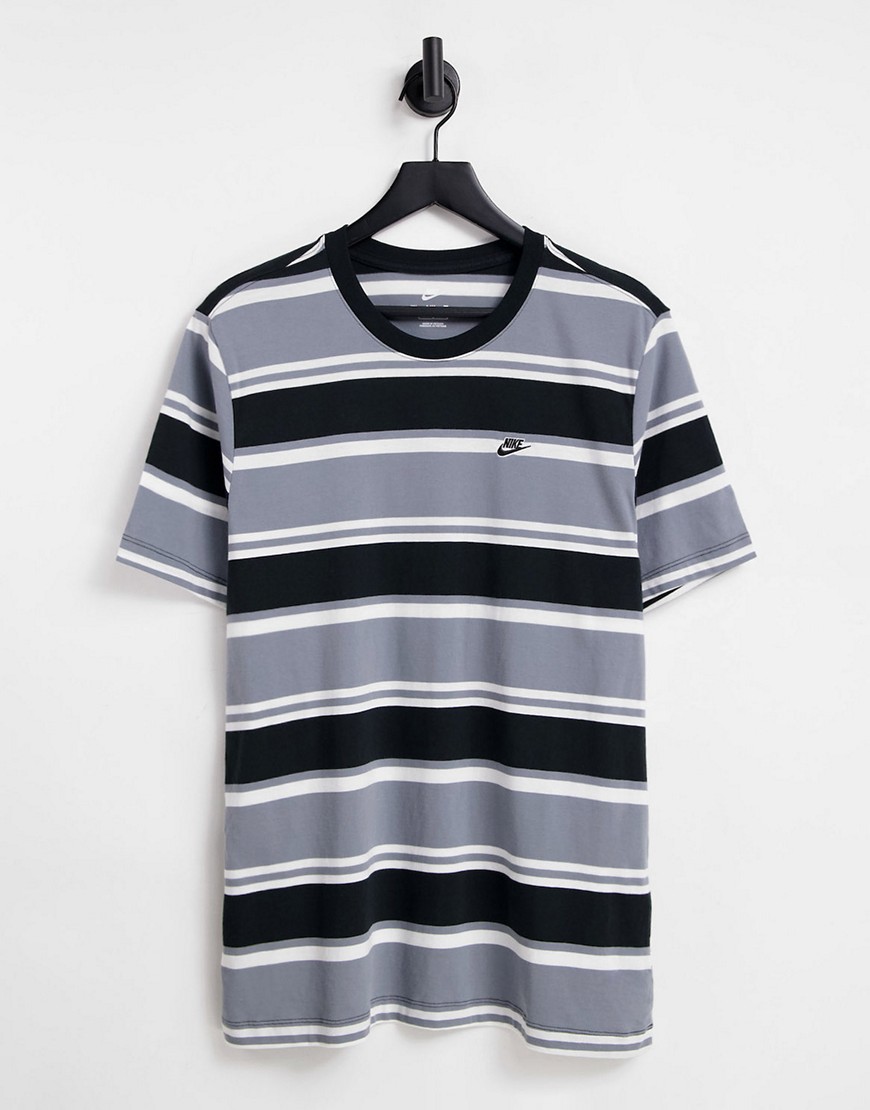 Nike Essential Stripe t-shirt in gray/white