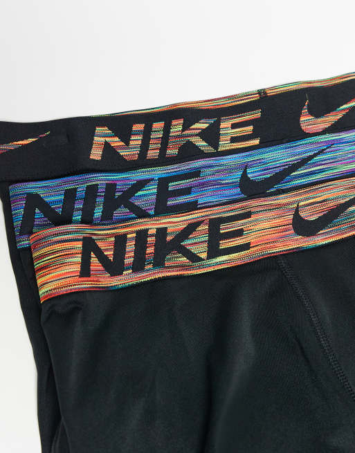 Nike – Essential – Svarta kalsonger i mikrofiber med khakigröna, blå och gröna midjeband, 3-pack , 3 av 3