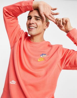 Sweats et sweats à capuche Nike - Essential - Sweat ras de cou en polaire avec logos multiples - Corail