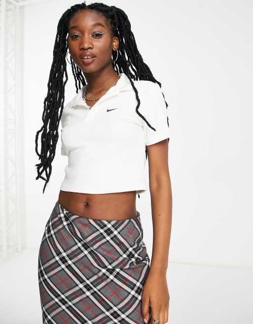 Nike Essential swoosh short sleeve polo top in white