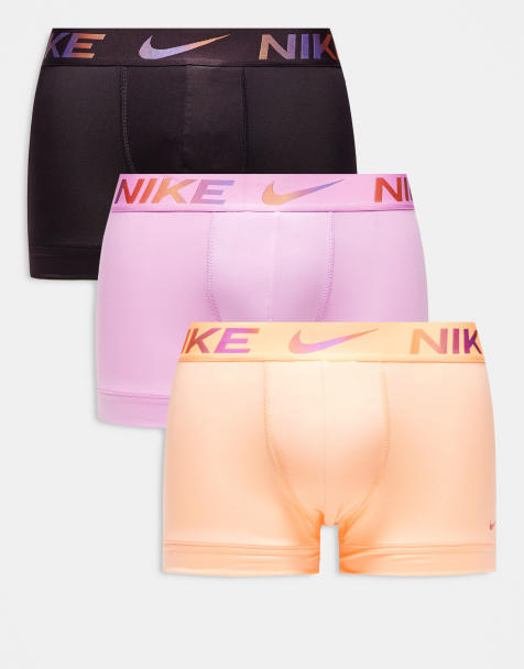 Nike – Essential – Vinröda/rosa/orange trunks i mikrofiber med graderad logga på midjebandet, 3-pack - view 1