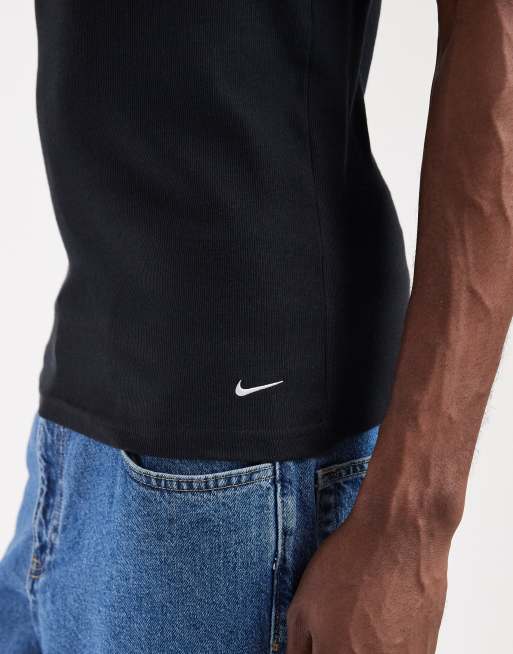 Nike Essential – Zestaw 2 czarnych prążkowanych podkoszulków z bawełny, 5 z 5