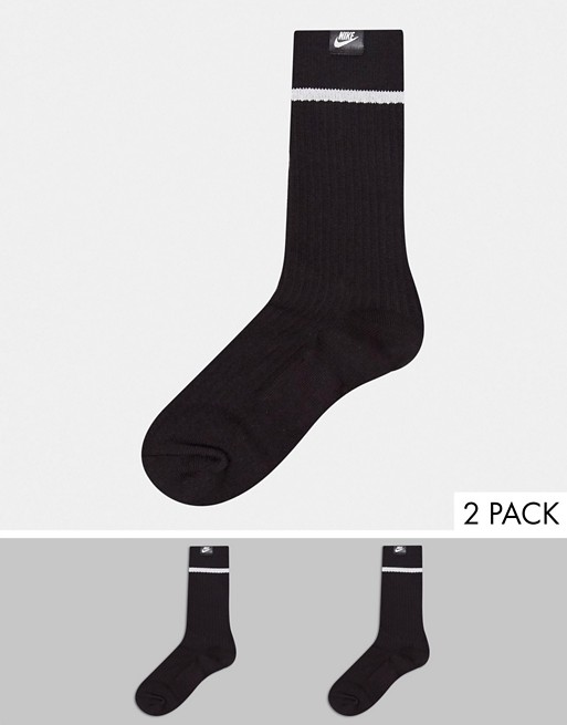 Nike – Essential – Zestaw 2 par czarnych skarpetek TSTM