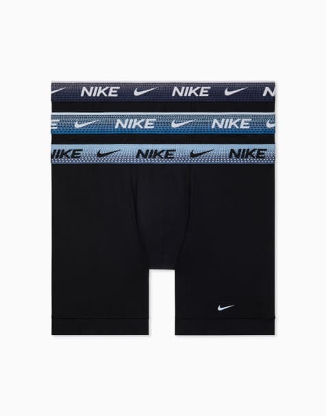 Nike – Essential – Zestaw 3 par bawełnianych bokserek z bawełny z niebieską i fioletową taśmą w talii - view 1