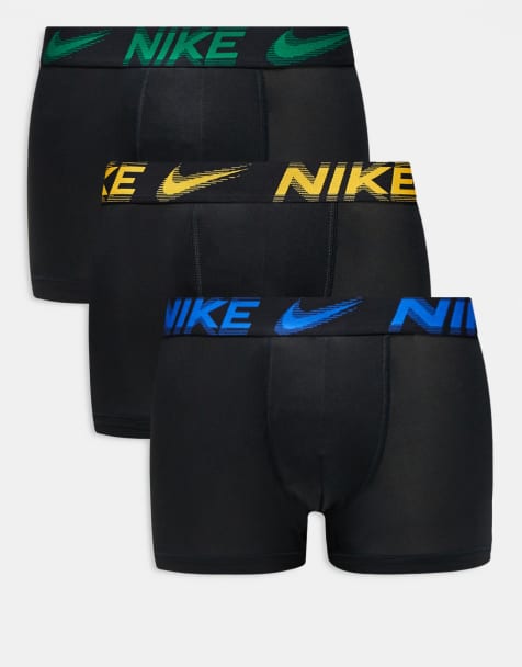Nike – Essential – Zestaw 3 par bokserek z mikrofibry, z taśmą z logo w kolorach: żółtym, zielonym i niebieskim - view 1