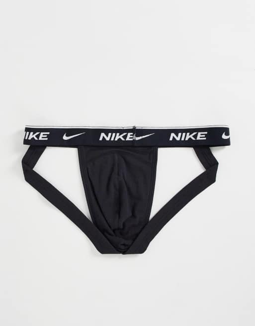 Nike – Essential – Zestaw 3 par czarnych slipów typu jock strap z bawełny ze stretchem, 2 z 4