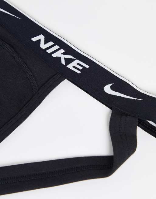 Nike – Essential – Zestaw 3 par czarnych slipów typu jock strap z bawełny ze stretchem, 4 z 4