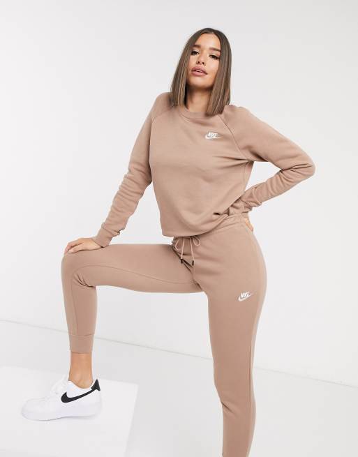 Sweat nsw essential crew beige femme - Nike