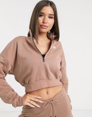 nike womens essential half zip crop sweatshirt