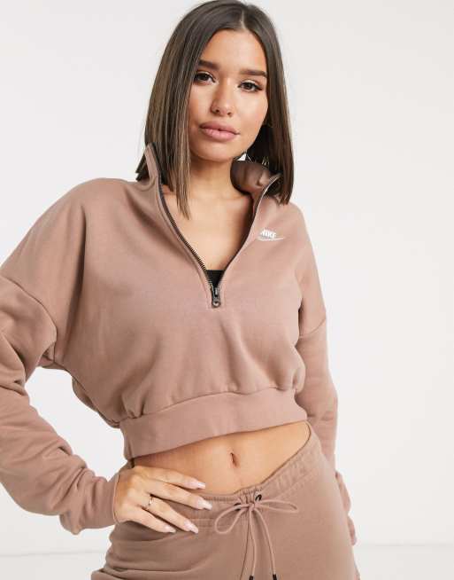 Nike beige cropped sweatshirt new arrivals