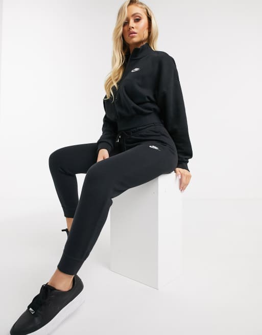 Nike Essentials Black Cropped High Neck Sweatshirt