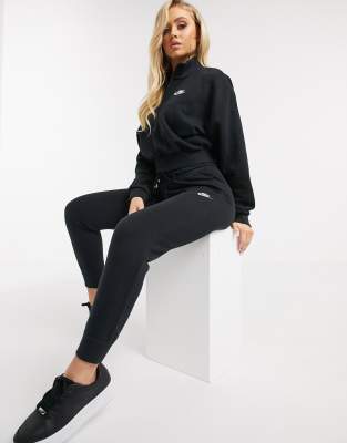 nike essentials black cropped high neck sweatshirt