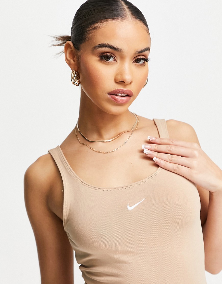 Nike Essentials cami top in sand-Neutral
