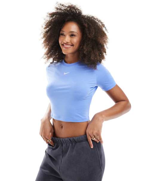 Nike Essentials crop t-shirt in blue - view 1