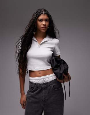 Nike Essentials Cropped Polo Top In White