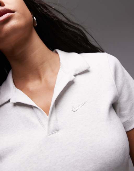 Nike Essentials cropped polo top in gray, 4 of 4