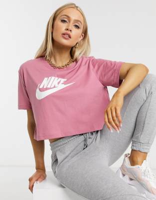 Nike Essentials Cropped T-shirt With Futura Logo In Pink ModeSens