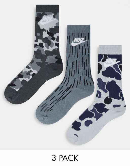 Nike Essentials Everyday 3 pack crew socks in grey & black 