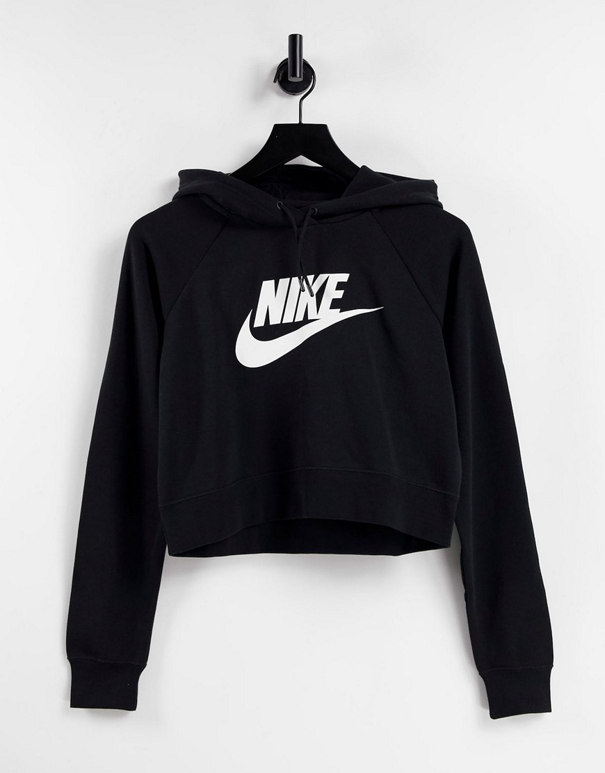 Nike Essentials Fleece HBR crop hoodie in black