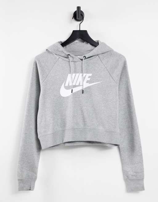 Grey nike 2025 crop top hoodie