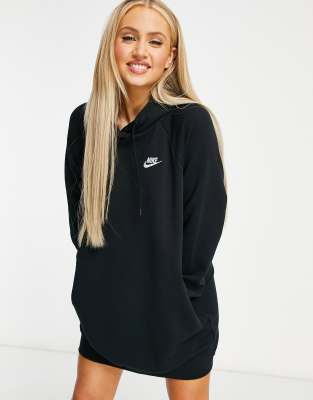 Nike essentials fleece oversized hoodie dress in black ASOS