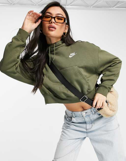 Nike Essentials Fleece side zip hoodie in olive green ASOS