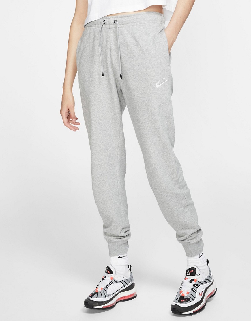Nike Mini Swoosh High Waisted Wide Leg Sweatpants In Gray-grey