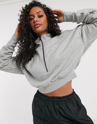Nike Essentials grey cropped high neck sweatshirt | ASOS