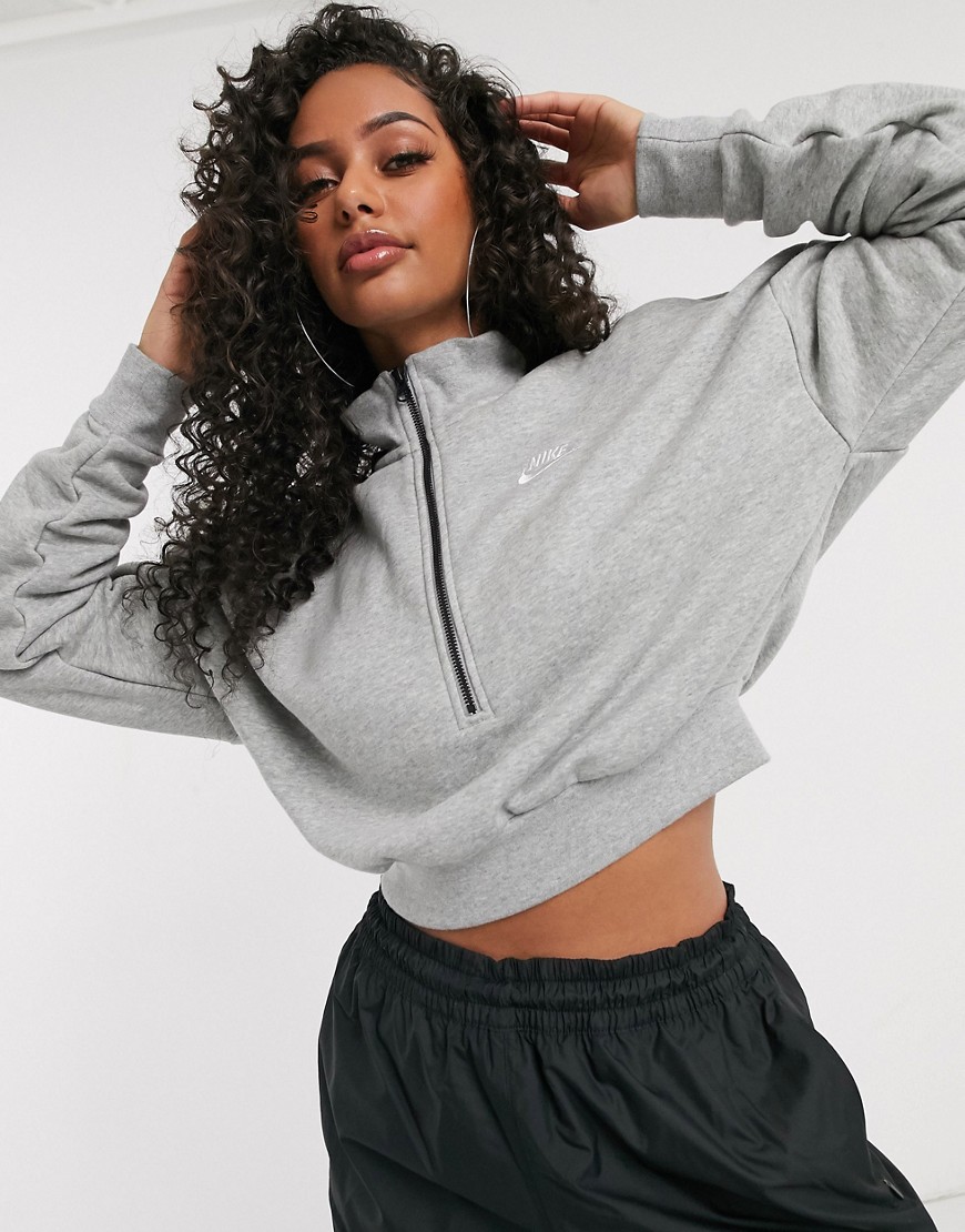 Nike Essentials grey cropped high neck sweatshirt