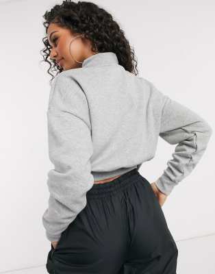 grey nike crop top hoodie