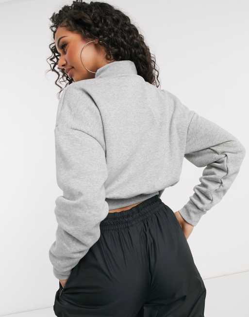 Nike essentials grey cropped high neck sweatshirt new arrivals