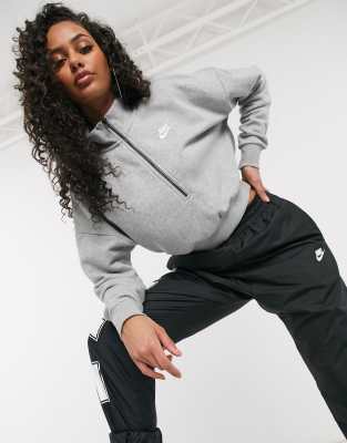 nike essentials black cropped high neck sweatshirt