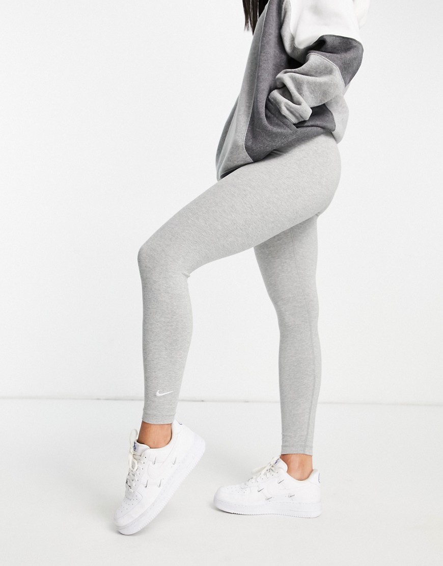 Nike Essentials Lbr Swoosh 7/8 Leggings In Gray Heather-grey