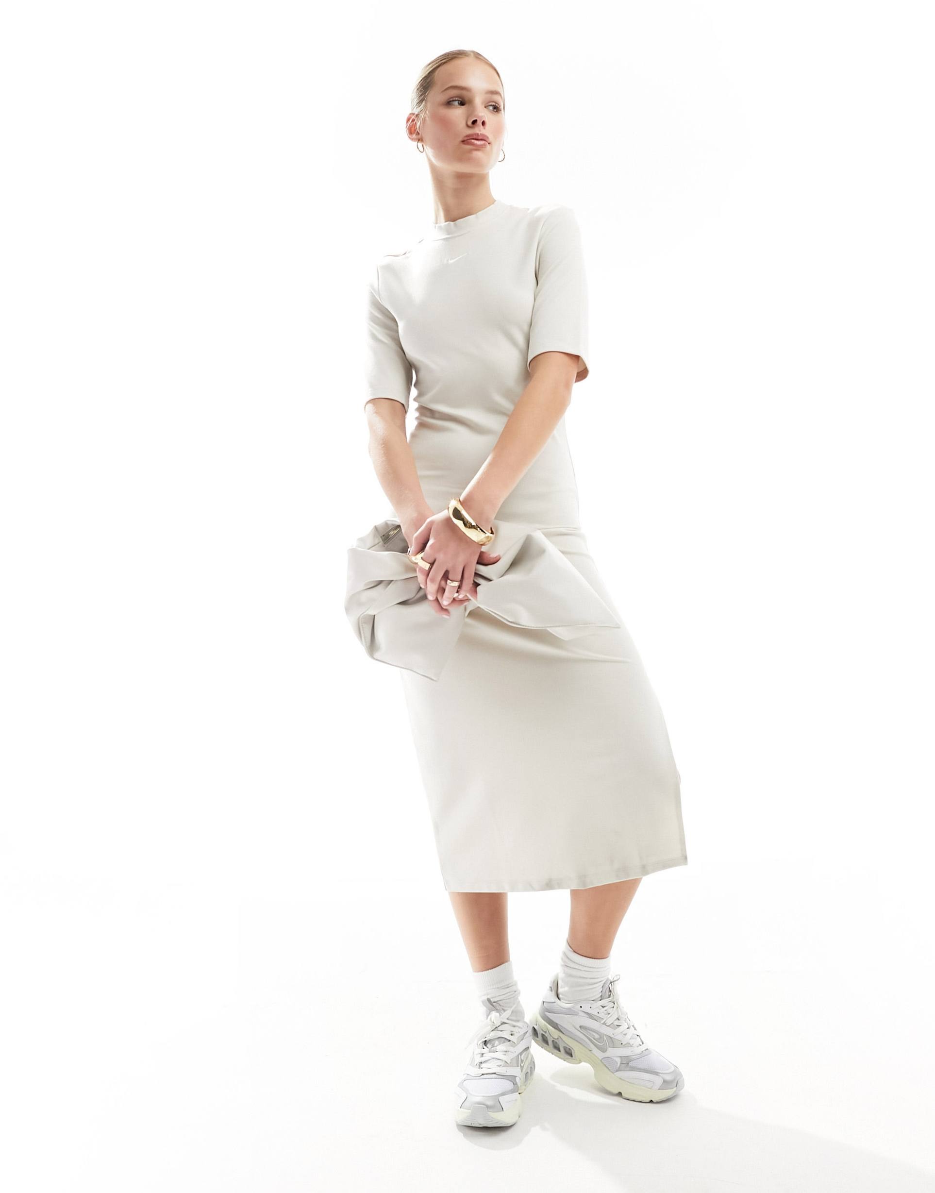 nike essentials midi dress in cream